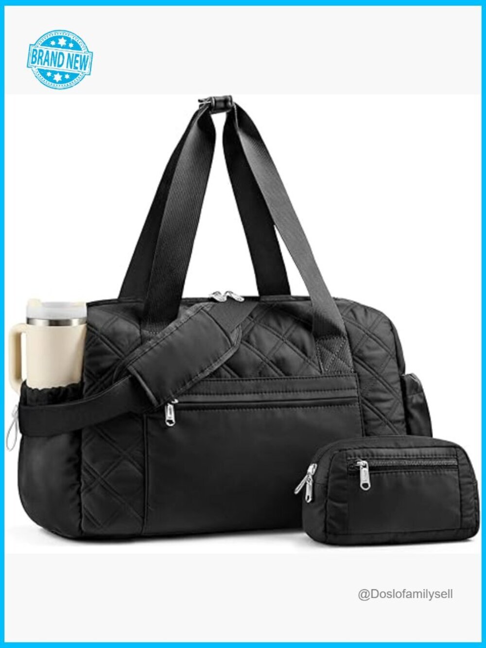 Quilted Puffer Gym Bag Lightweight Duffle Weekender Travel Sports Workout